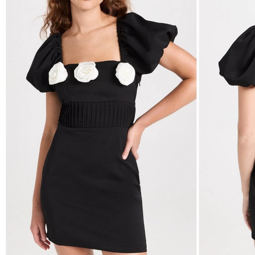 Endless Rose Flower Short Sleeve Mini Dress, Black, BNWOT